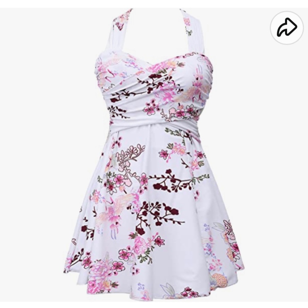 One piece swimsuit, floral white